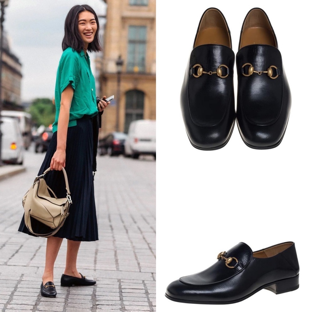 Gucci Black Leather Horsebit Quentin Slip On Loafers Size 35 - Picture 2 of 13